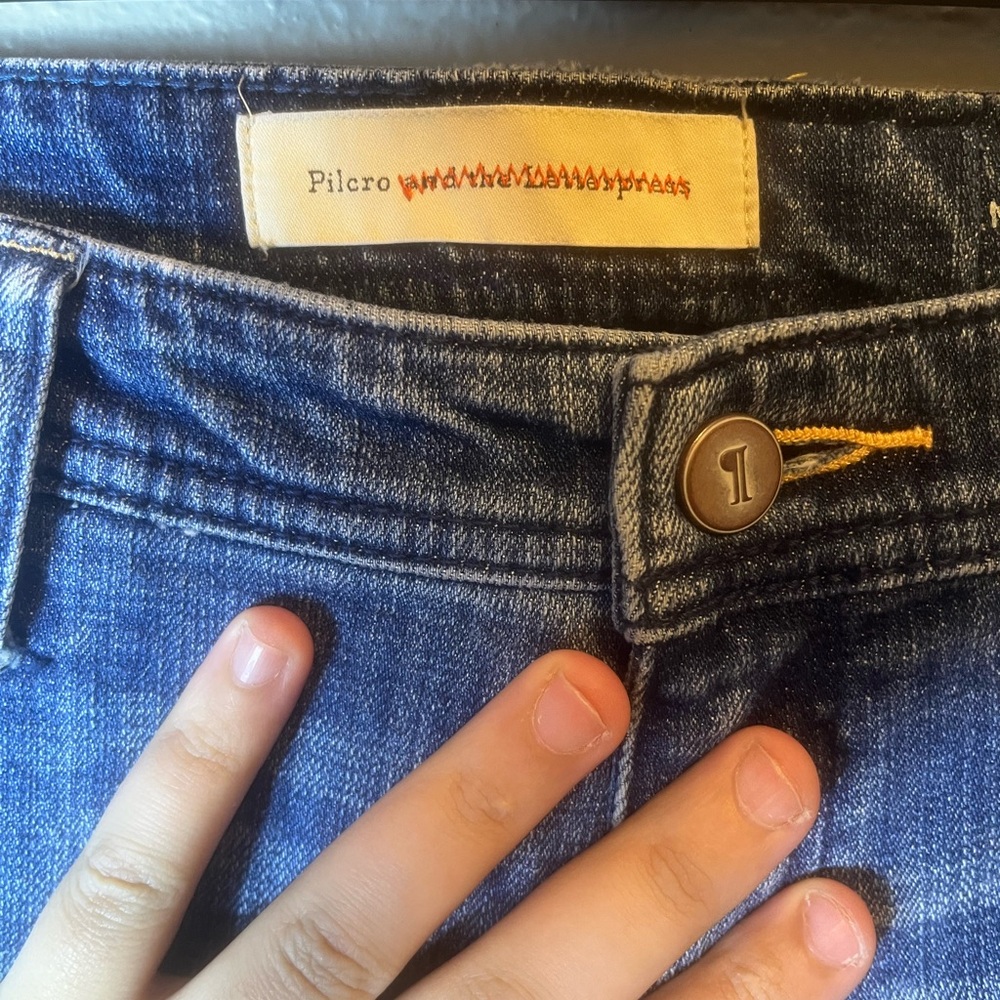 Pilcro Anthropologie Premium Hyphen Patchwork Jeans Size 27 - Picture 5 of 5